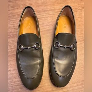 Gucci Women’s Olive Leather Horsebit Loafers